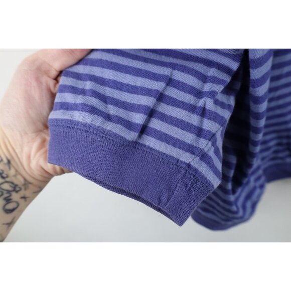 Vintage 90s Esprit Womens Small Spell Out Babydoll Striped Hoodie T-Shirt Purple - Picture 5 of 10